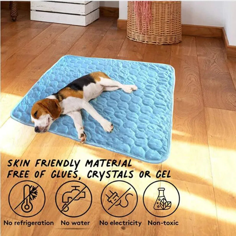 Beagle relaxing on ChillHush HushMat cooling mat - skin friendly material
